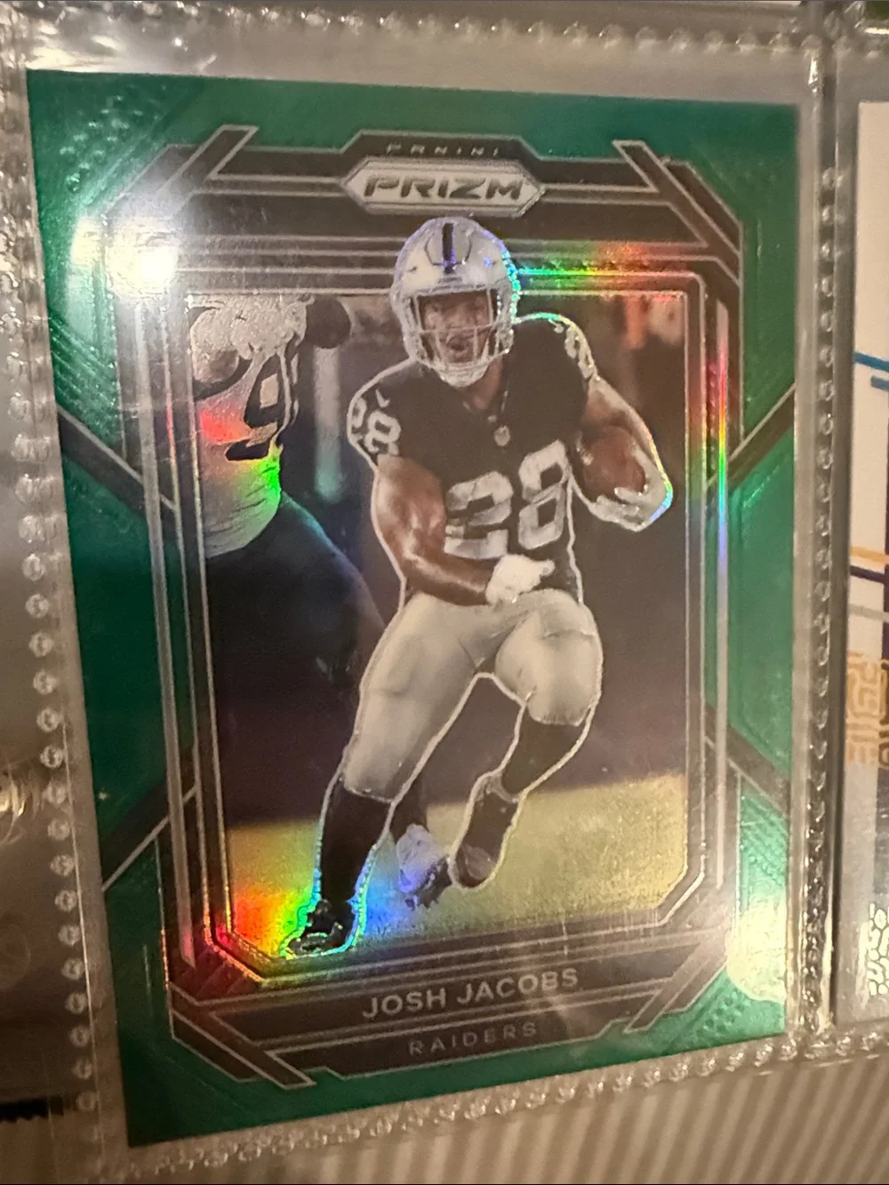 Green Prizm Football Trading Card - Josh Jacobs (Raiders)